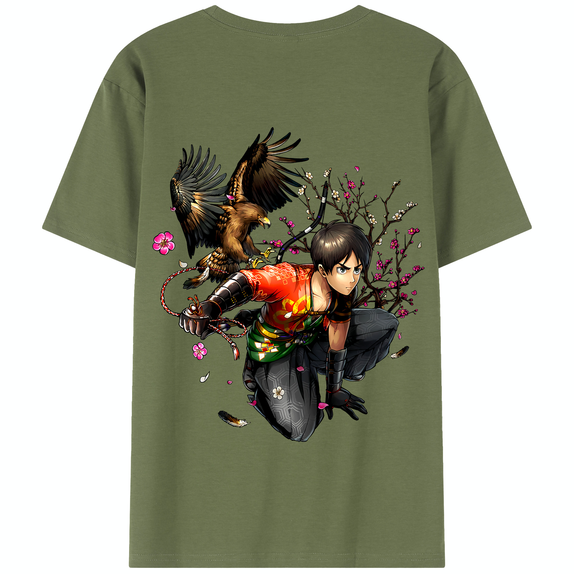 （画像用） 進撃の巨人 エレン･イェーガー Attack on Titan Eren Jäger 綿100％半袖Tシャツ（背面プリント）
